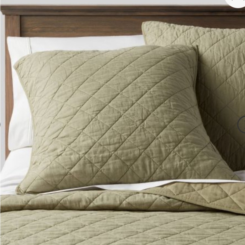 COPY - 2! Diamond Stitch Cotton Linen Quilt Sham - Threshold™ Color Moss Green